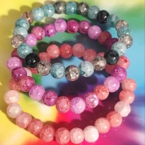 Set of 3 Elastic Beaded Glass Bracelets
